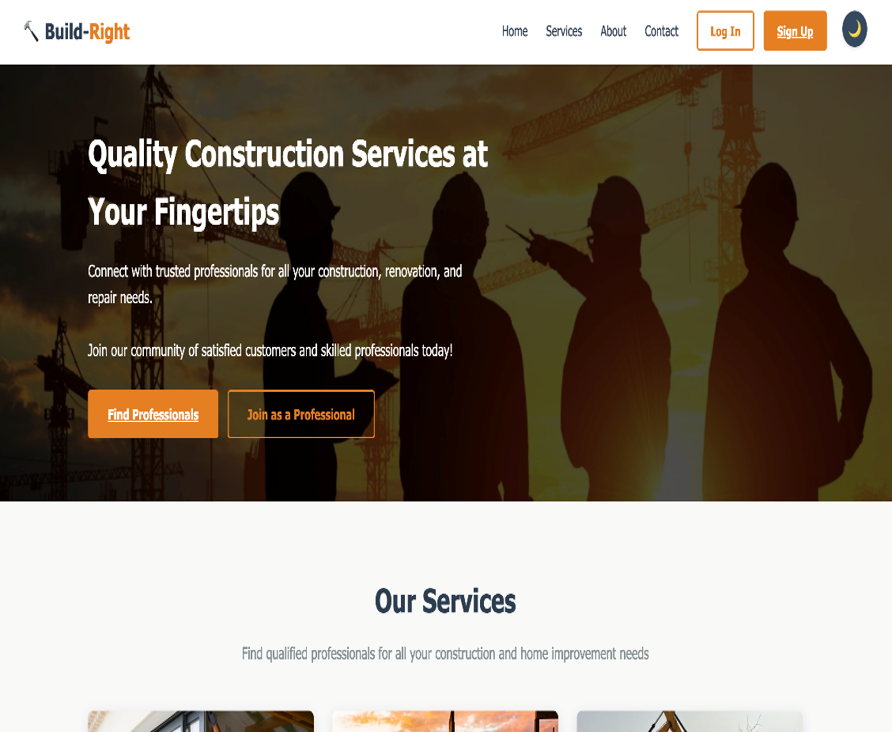 Build-Right Construction website screenshot 1